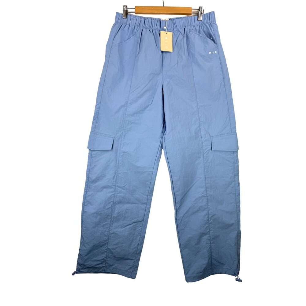Anthropologie WILO Parachute cargo wide‎ Pants baby blue baggy sz M